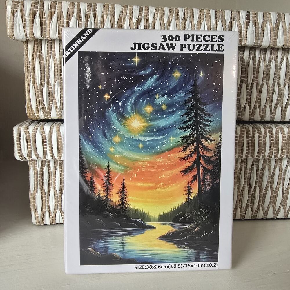 Artinhand 300 Piece Jigsaw Puzzle Starry Night Forest Landscape 15x10in NEW
